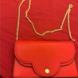 Elegant Red Leather Chain Bag